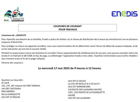 Lire la suite à propos de l’article Coupures de courant