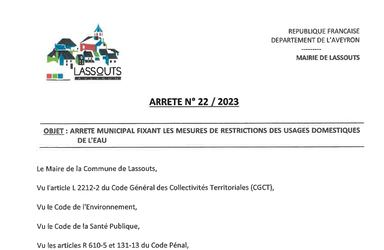 Lire la suite à propos de l’article Considérant la situation météorologique et hydraulique actuelle,